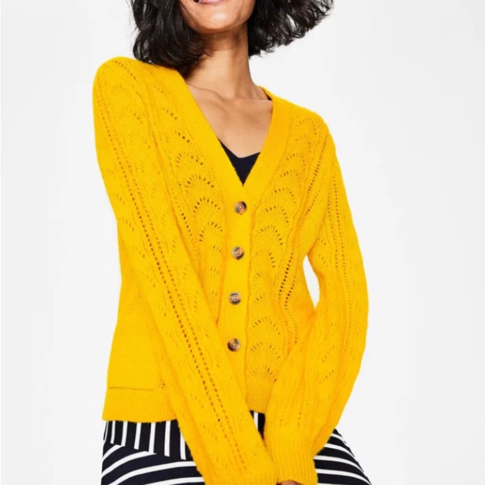 Boden Erica SZ Med Yellow 5 Brown Button Wool Cardigan